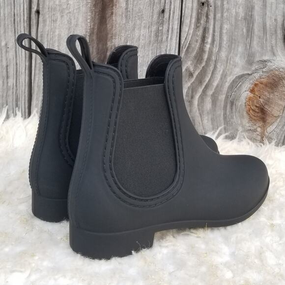 Black Rainboots Jeffrey Campbell Chelsea Forecast Waterproof Boots Size 10 NWT - Picture 7 of 14